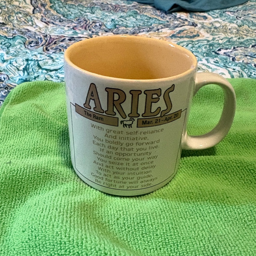 Aries Zodiac Mug - White and Cream